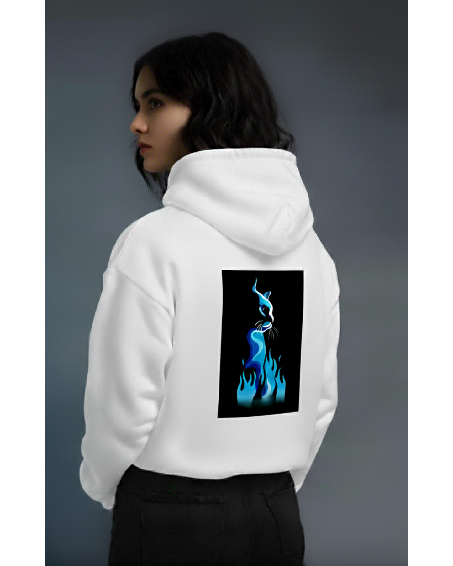Osirius "SpiritFire" Hoodie – Blue Flame Cat Design