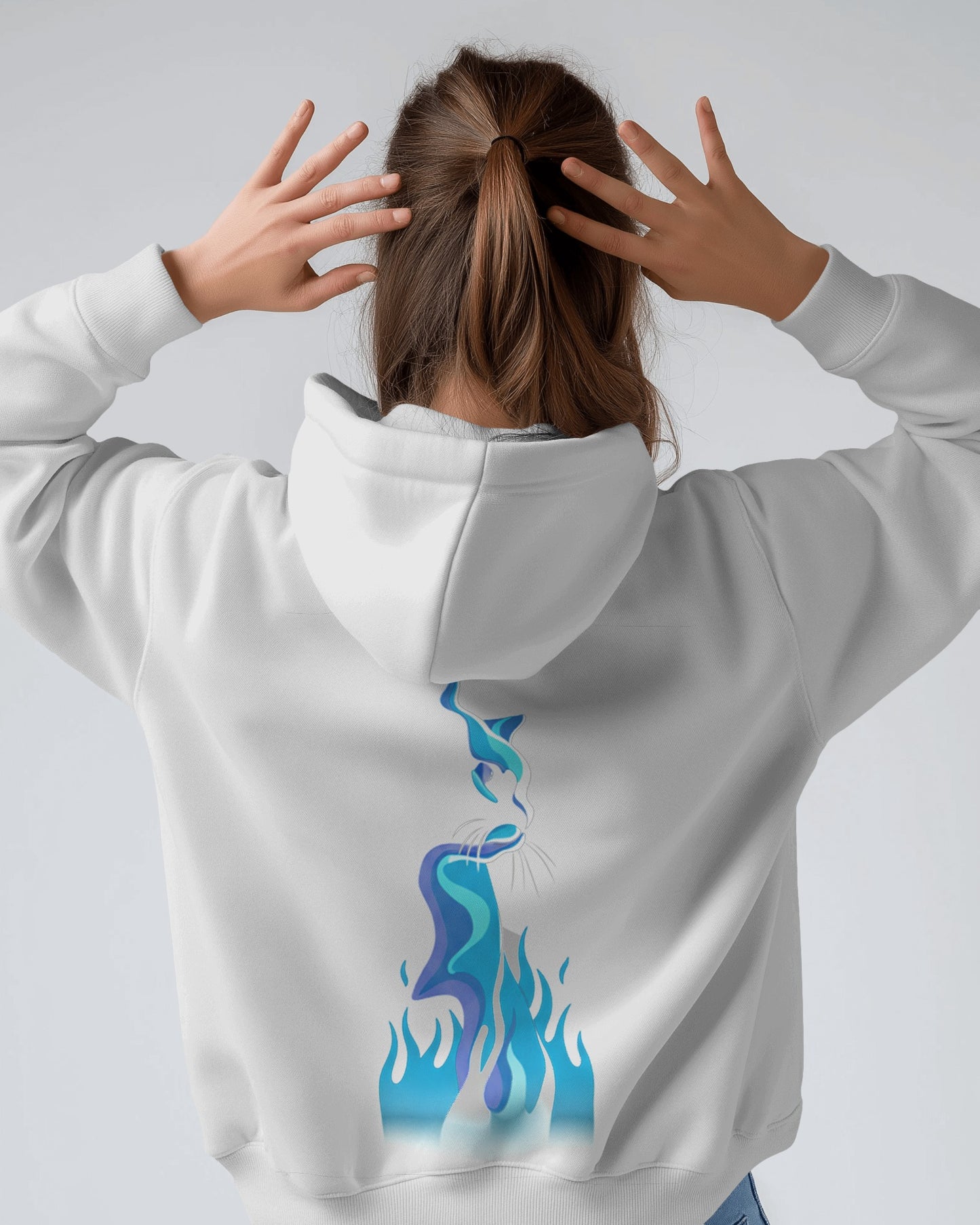 Osirius "SpiritFire" Hoodie – Blue Flame Cat Design
