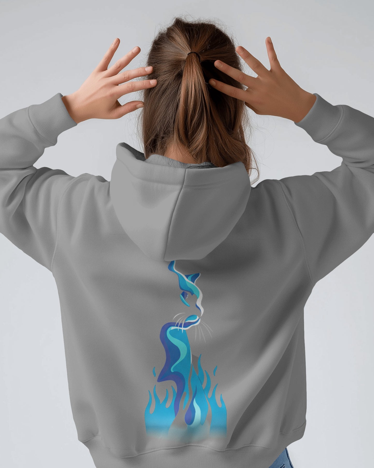 Osirius "SpiritFire" Hoodie – Blue Flame Cat Design