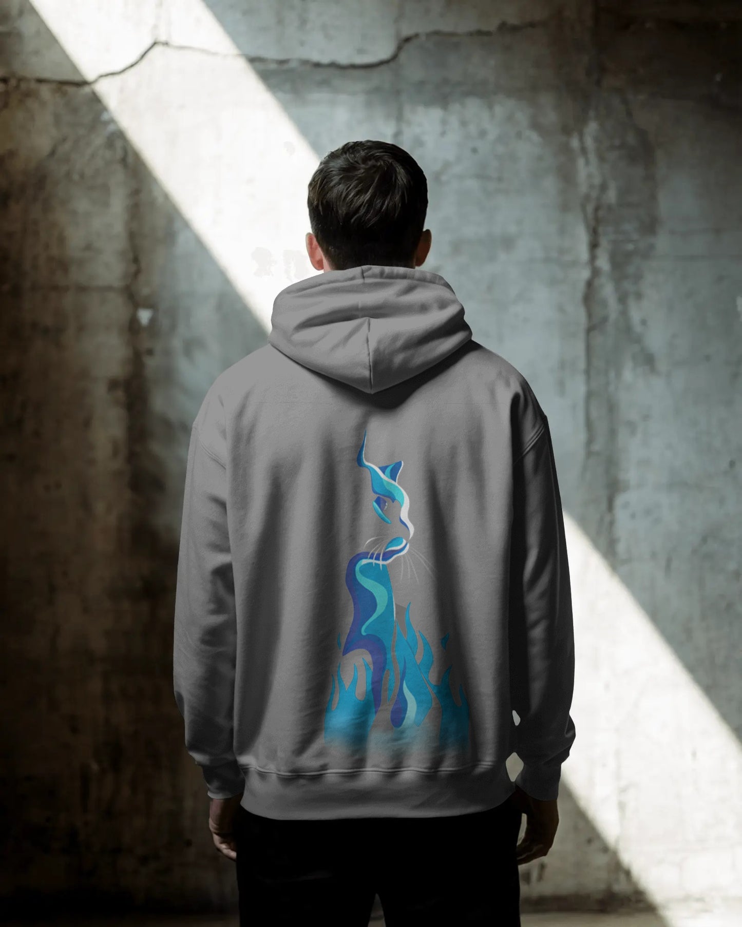 Osirius "SpiritFire" Hoodie – Blue Flame Cat Design