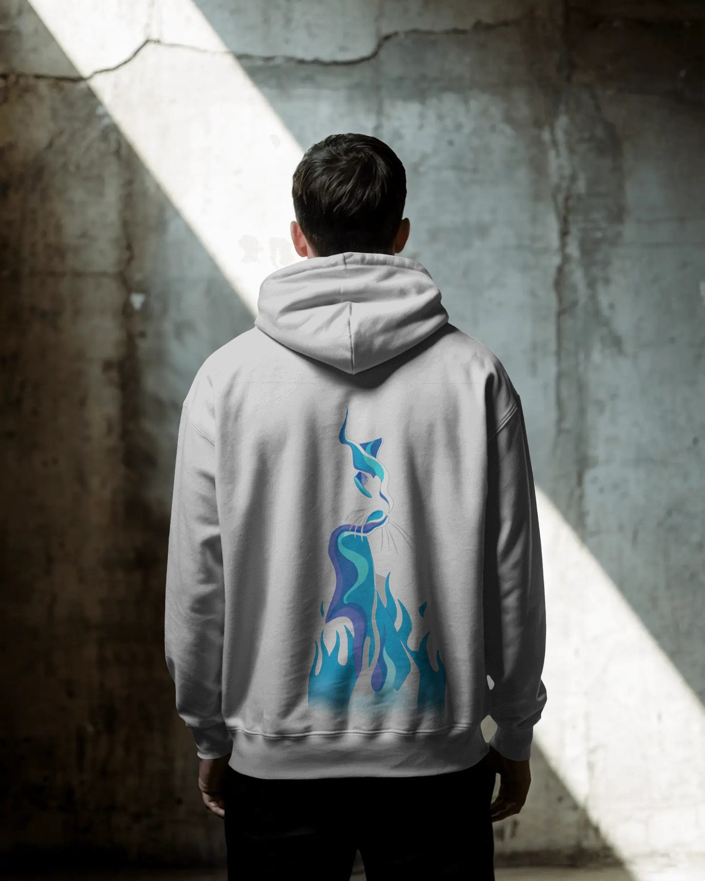 Osirius "SpiritFire" Hoodie – Blue Flame Cat Design