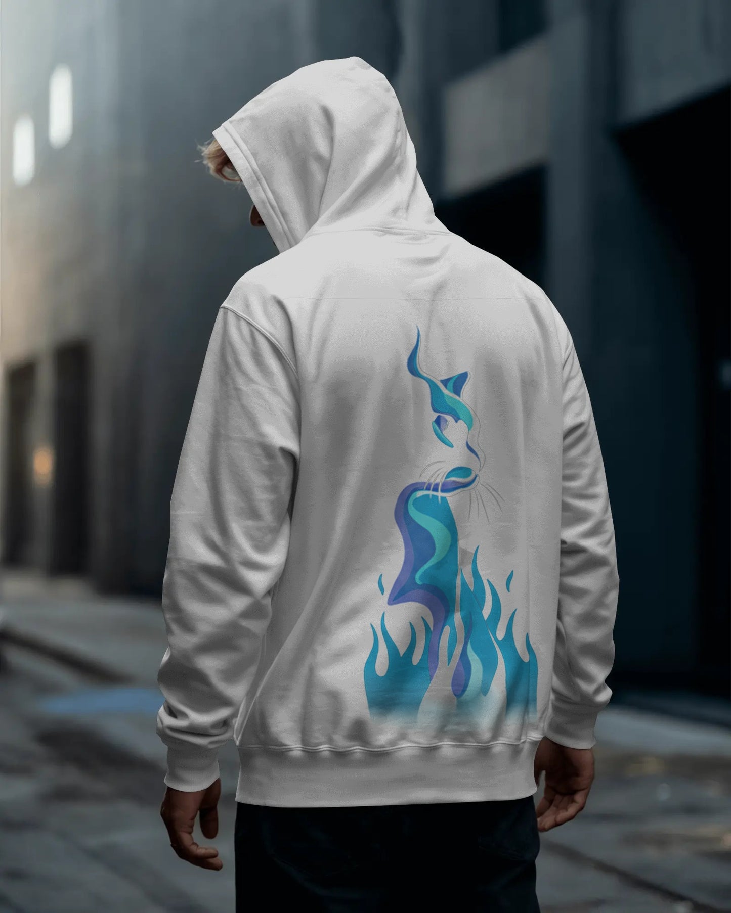 Osirius "SpiritFire" Hoodie – Blue Flame Cat Design
