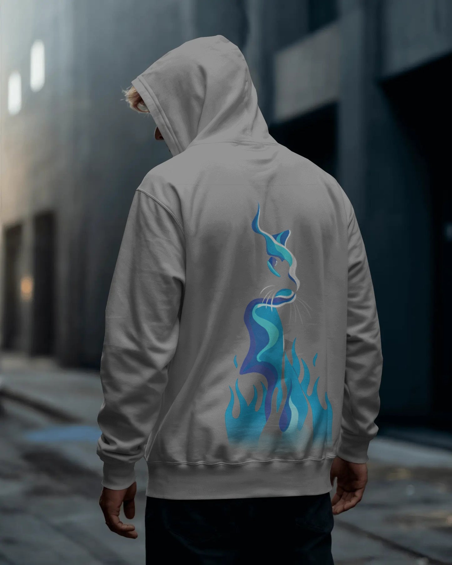 Osirius "SpiritFire" Hoodie – Blue Flame Cat Design