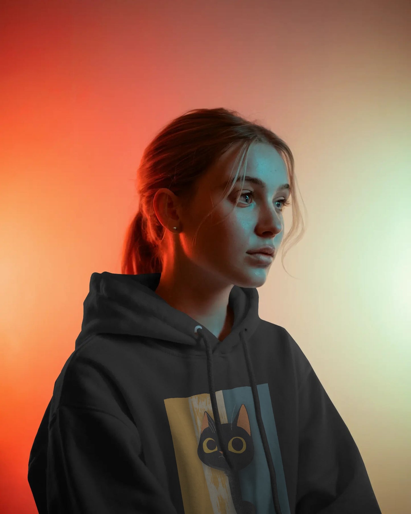 Osirius Midnight 'Curiosity Hoodie' – Black Cat Graphic