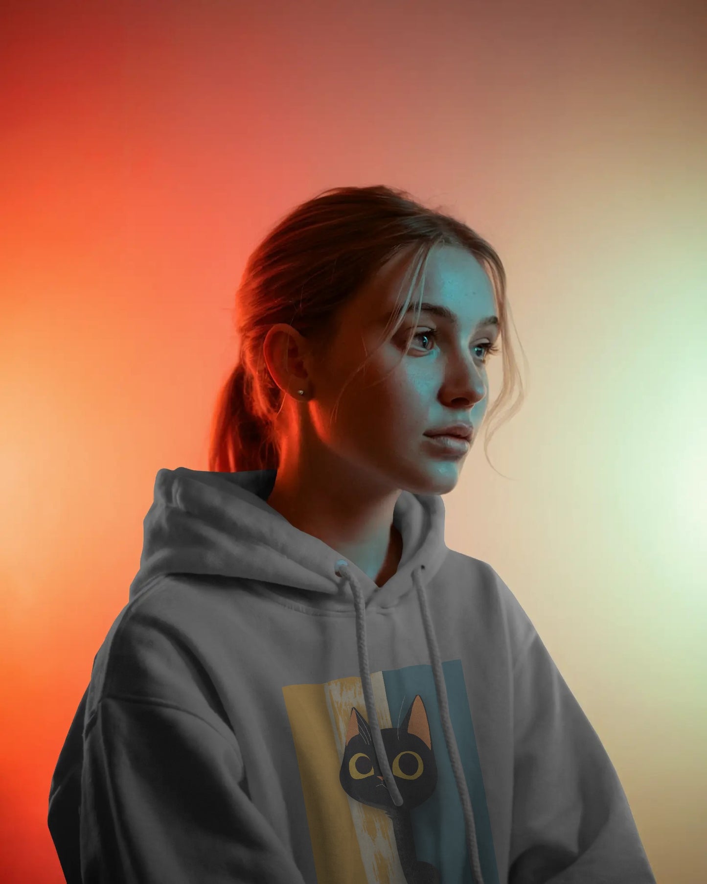 Osirius Midnight 'Curiosity Hoodie' – Black Cat Graphic