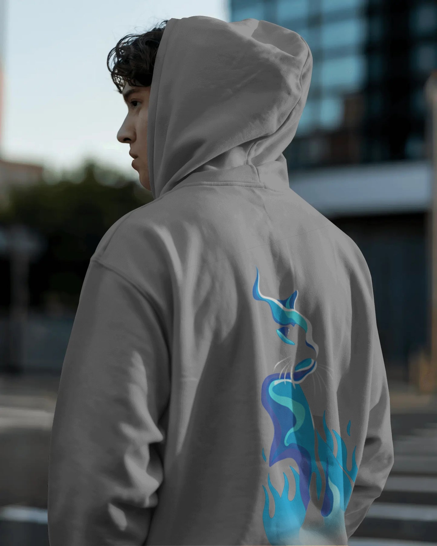 Osirius "SpiritFire" Hoodie – Blue Flame Cat Design