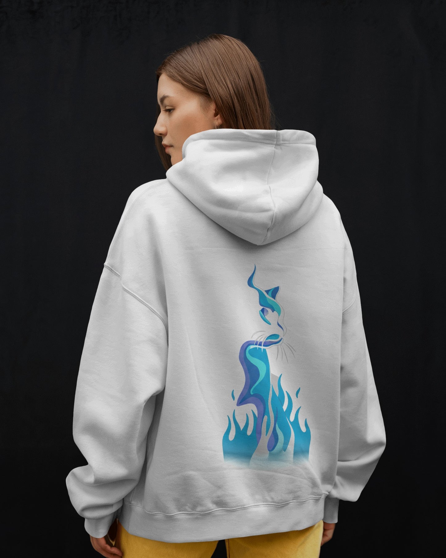 Osirius "SpiritFire" Hoodie – Blue Flame Cat Design