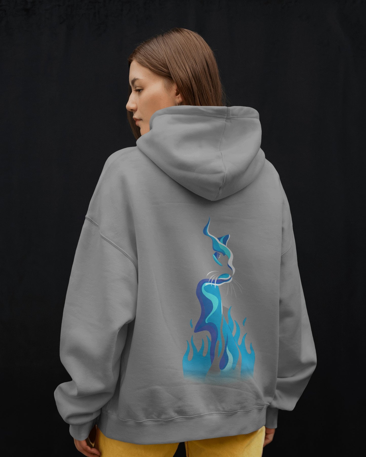 Osirius "SpiritFire" Hoodie – Blue Flame Cat Design